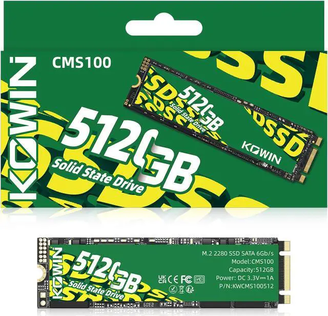 Main image of KOWIN CMS100 M.2 SATA 6Gb/s SSD 512GB, R/W up to 520/515MB/s,SATA3.0 M.2 2280 interface desktop/laptop universal computer hard drive high-speed SATA6Gb/s built-in solid state drive 512GB