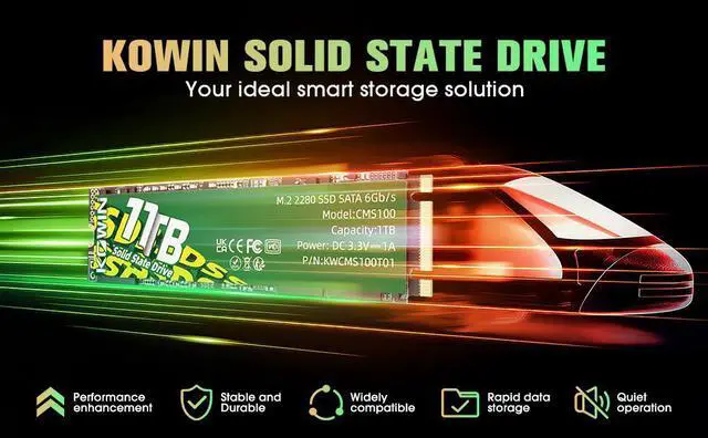 Alt view image 4 of 7 - KOWIN CMS100 M.2 SATA 6Gb/s SSD 1TB, R/W up to 520/515MB/s,SATA3.0 M.2 2280 interface desktop/laptop universal computer hard drive high-speed SATA6Gb/s built-in solid state drive 1TB