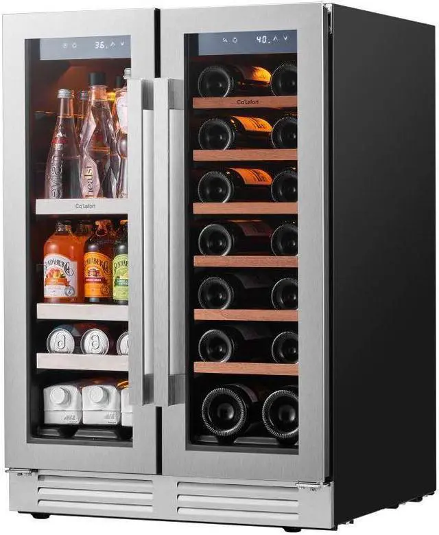 Main image of Ca'Lefort 24 Inch Wine and Beverage Refrigerator, 60 Can and 21 Bottle Wine Cooler Refrigerator 34-54°F, 3 LED Dual Zone Wine Fridge Glass Door, Built-in or Freestanding for Home/Kitchen (4.09 cu.ft)