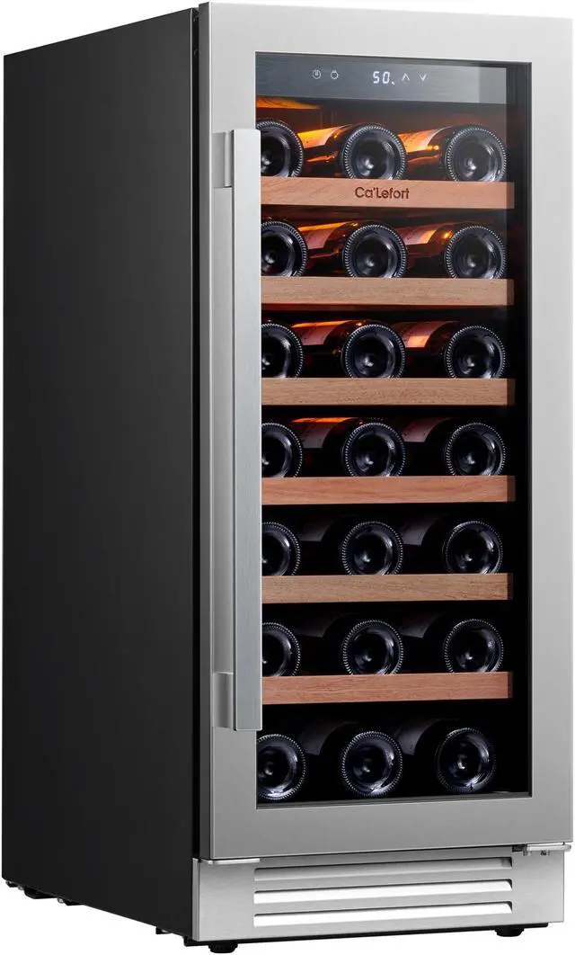 Main image of Ca'Lefort 15 Inch Wine Fridge, 33 Bottle Wine Cooler Refrigerator with Glass Door,Built-in or Freestanding Wine cellar for Home/Bar/Kitchen (3.0 cu.ft)