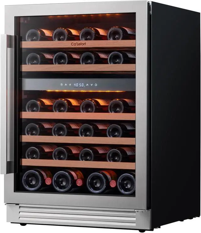 Main image of Ca'Lefort 24inch Wine Refrigerator Cooler, 46 Bottle Wine fridge, 40-65°F Dual Zone Wine Cellar Glass Door, 3 LED Built-in or Freestanding for Home/Bar/Kitchen (5.65 cu.ft)