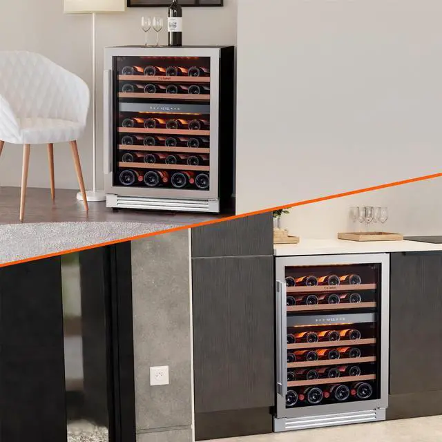 Alt view image 5 of 7 - Ca'Lefort 24inch Wine Refrigerator Cooler, 46 Bottle Wine fridge, 40-65°F Dual Zone Wine Cellar Glass Door, 3 LED Built-in or Freestanding for Home/Bar/Kitchen (5.65 cu.ft)
