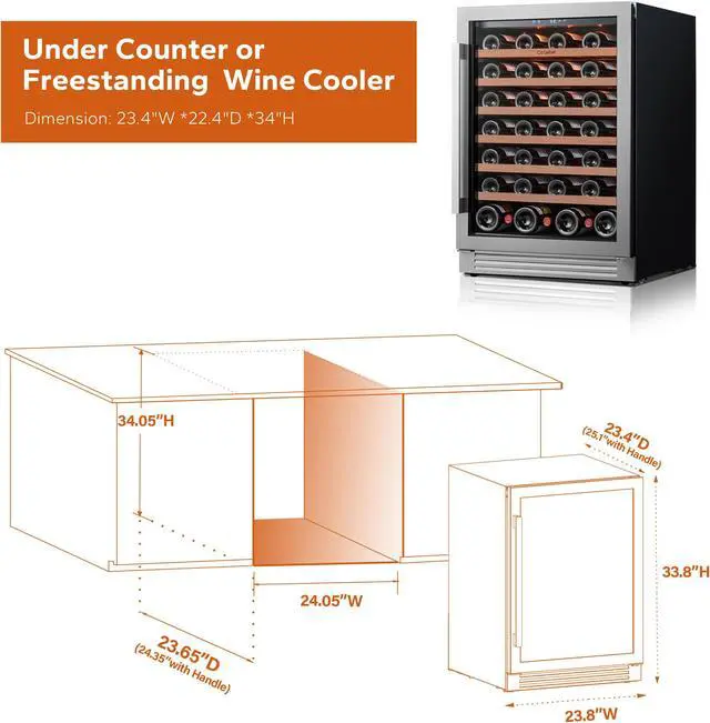 Alt view image 5 of 7 - Ca'Lefort 160L Compressor Wine Cooler and Refrigerator  The Premier Choice for Elegant and Efficient Storage of Your Wine and Beverage Collection