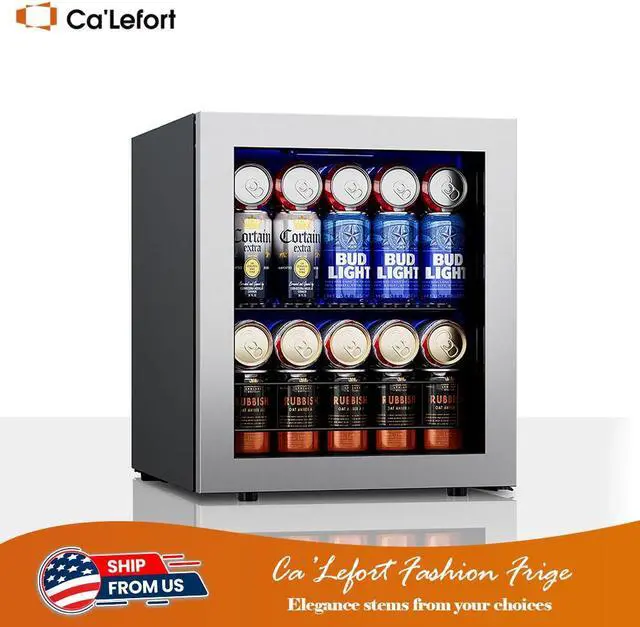 Main image of Ca'Lefort 65 Can Beverage Cooler - 1.62 Cu. Ft. Freestanding Mini Fridge with Glass Door, Ideal for Beer and Soda Storage with Temperature Range of 38-68°F, Perfect for Bedroom, Office, and Bar