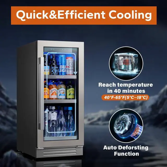 Alt view image 6 of 7 - Ca'Lefort 15 Inch Beverage Cooler - 80 Can Refrigerator with Glass Door, Ideal for Home/Kitchen Use, Designed for Built-in or Freestanding Installation (3.0 cu.ft)