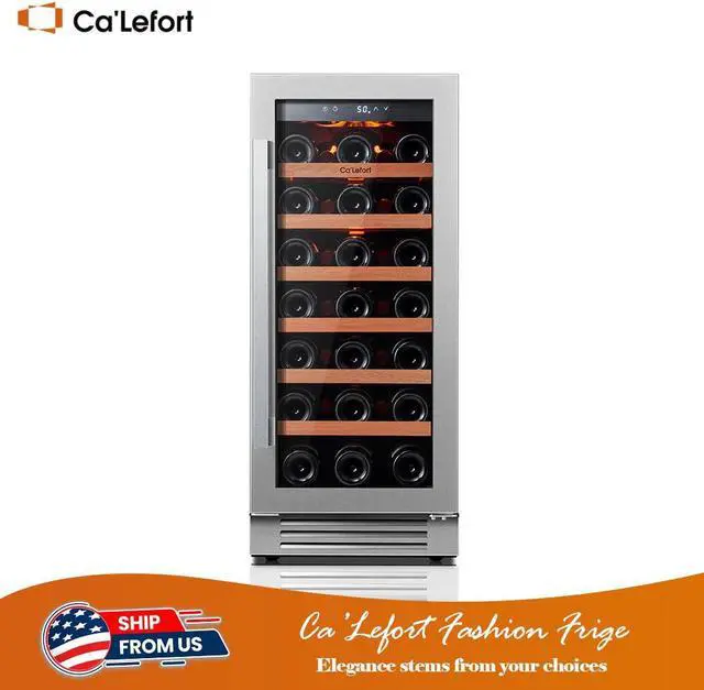 Main image of Ca'Lefort 15 Inch Wine Refrigerator - 33 Bottle Wine Fridge with Stylish Glass Door, Ideal for Built-in or Freestanding Wine Storage in Home/Bar/Kitchen (3.0 cu.ft)