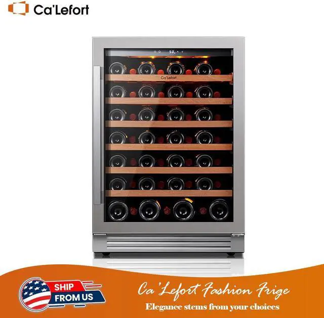 Main image of Ca'Lefort 24 Inch Wine Refrigerator - 54 Bottle Wine Cooler with Glass Door 40-65°F Temperature Control 3 LED Lighting Perfect for Built-in or Freestanding Storage in Home Bar or Kitchen (5.65 cu.ft)
