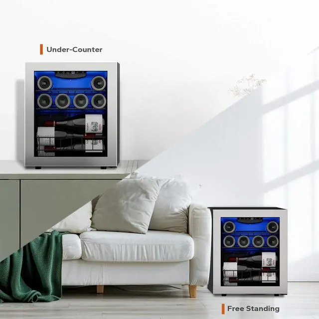 Alt view image 2 of 7 - Ca'Lefort Energy-Efficient Wine Fridge - 165 kWh/Yr | Freestanding/Undercounter Design
38°F-65°F Dual-Zone Cooling & Reversible Door Stainless Steel Refrigerator for Kitchen/Dorm