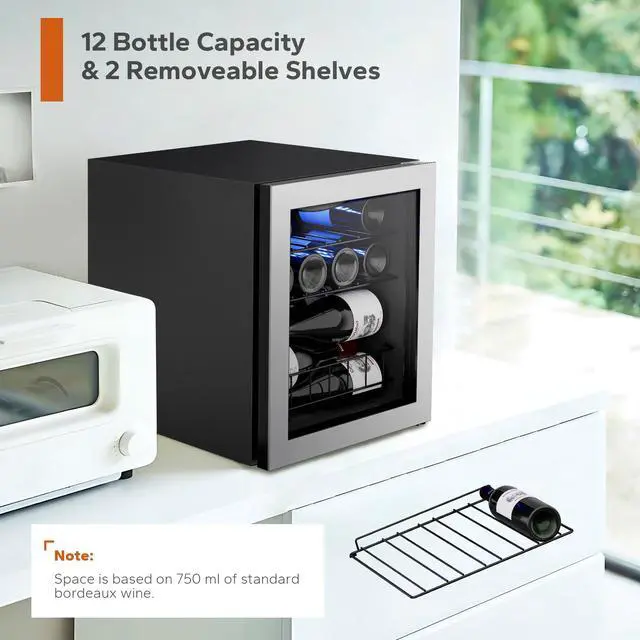 Alt view image 4 of 7 - Ca'Lefort Energy-Efficient Wine Fridge - 165 kWh/Yr | Freestanding/Undercounter Design
38°F-65°F Dual-Zone Cooling & Reversible Door Stainless Steel Refrigerator for Kitchen/Dorm