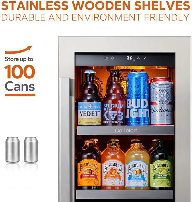 Alt view image 4 of 7 - Ca'Lefort Energy-Efficient Wine Fridge - R600a Eco Cooling & Stainless Steel Door Auto Defrost & Temperature Locking | 85L for Family Gatherings/Small Bars