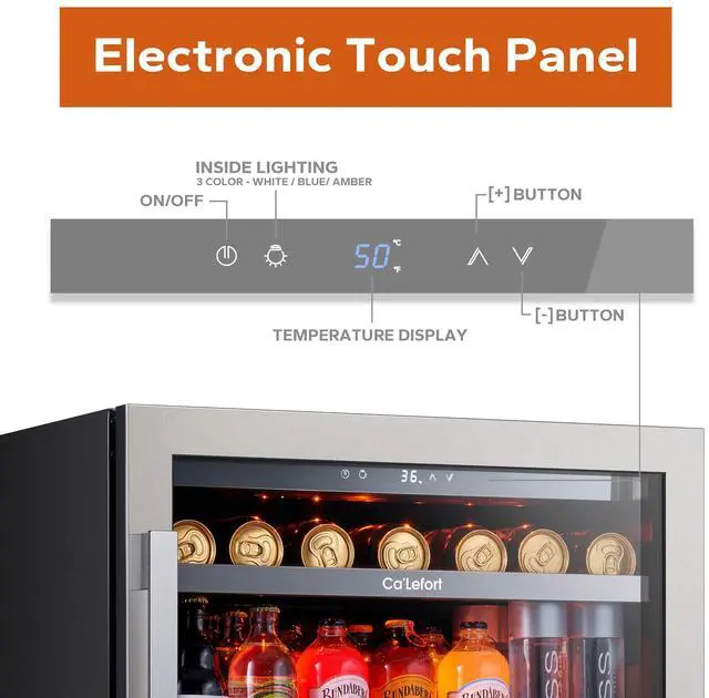 Alt view image 3 of 7 - Ca'Lefort Energy-Efficient Wine Fridge - R600a Eco Cooling & Gray Tempered Glass Power Outage Memory + Temp Locking | 28-Bottle & 80-Can Flexible Storage