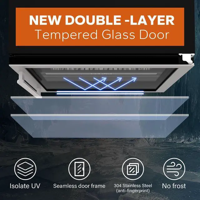 Alt view image 5 of 7 - Ca'Lefort Energy-Efficient Wine Fridge - R600a Eco Cooling & Gray Tempered Glass Power Outage Memory + Temp Locking | 28-Bottle & 80-Can Flexible Storage