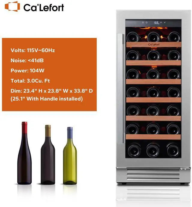 Alt view image 3 of 7 - Ca'Lefort 85L Wine Cooler - 40-65°F Precision Cooling & Stainless Steel Glass Door 3.00 Cu.Ft Storage + Multi-Color LED Lighting | Ideal for Home/Bar/Entertainment