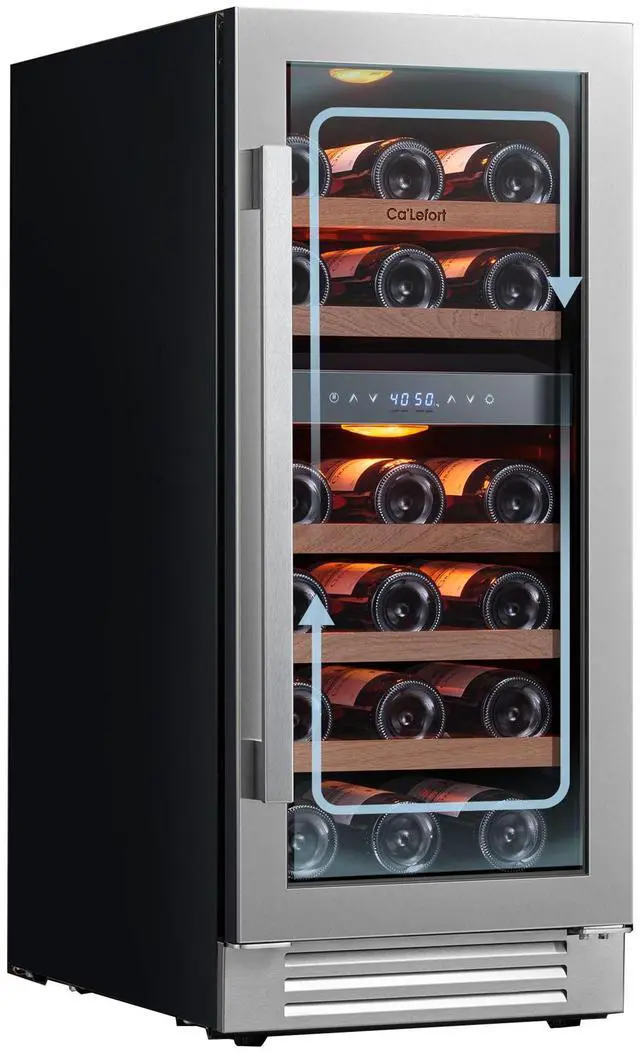 Main image of Ca'Lefort Energy-Efficient Wine Fridge - DOE/ETL Certified & Stainless Steel Finish Power Outage Memory + Auto Temp Restore | 28-Bottle Capacity for Wine & Beverages