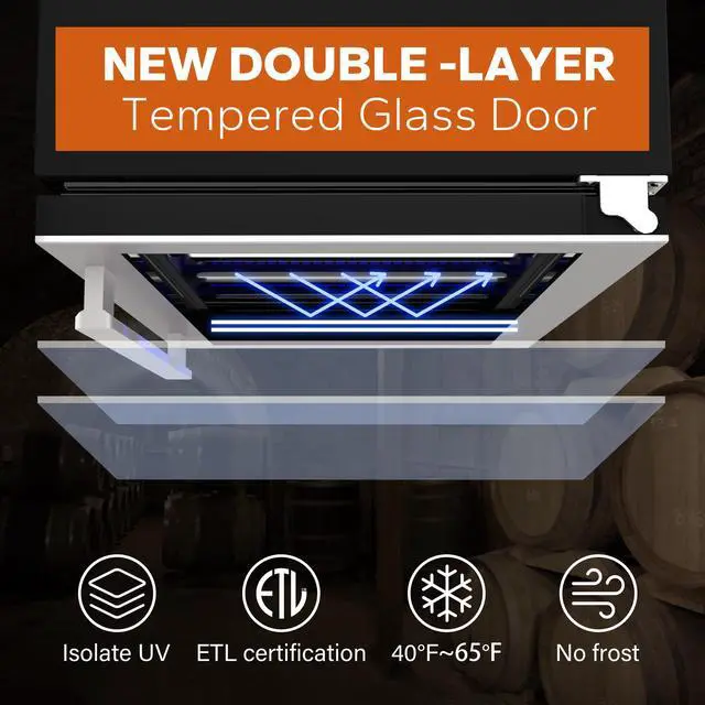 Alt view image 6 of 7 - Ca'Lefort Energy-Efficient Wine Fridge - DOE/ETL Certified & Stainless Steel Finish Power Outage Memory + Auto Temp Restore | 28-Bottle Capacity for Wine & Beverages