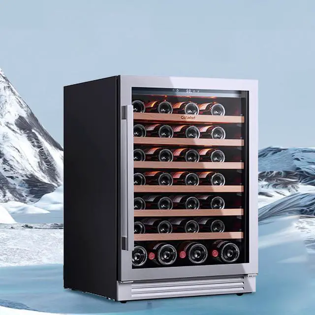 Alt view image 7 of 7 - Ca'Lefort Energy-Efficient Wine Fridge - R600a Compressor & Sabili Wood Shelves ETL-Certified 54-Bottle Capacity | Amber/White/Blue LED Display for Elegant Storage