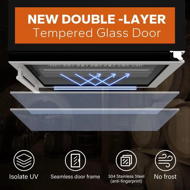 Alt view image 6 of 7 - Ca'Lefort Quiet Wine Refrigerator - 40-65°F Dual-Zone Control & Freestanding Design 5.65 Cu.Ft Capacity with Amber/White/Blue LED Lighting | Perfect for Entertainment/Kitchen Use