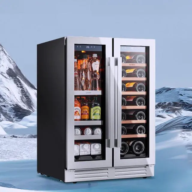 Main image of Ca'Lefort Quiet Beverage Refrigerator - Freestanding Design & Gray Tempered Glass 116L Dual-Zone Compressor Cooling | Amber LED Lighting & 57.2 kg Durable Build for Kitchen/Office