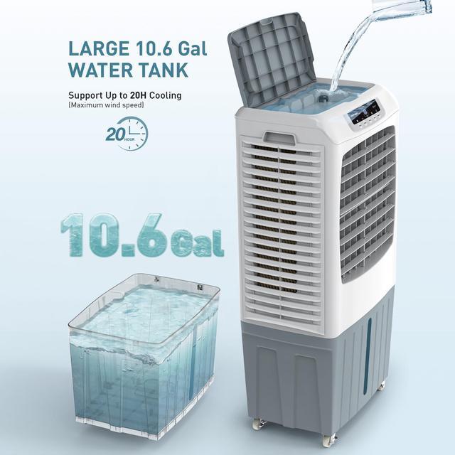 Alt view image 3 of 7 - Zelngo ZG-17DN Evaporative Air Cooler & Fan Combo - 40L Tank, 100° Wide Oscillation, Remote Control, Energy-Saving 145W Motor - Ideal for Bedroom, Living Room, and Business Spaces | AC Replacement