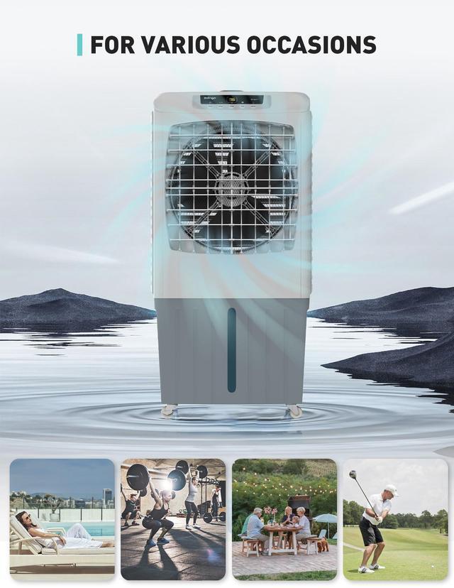 Alt view image 5 of 7 - Zelngo ZG-17DN Evaporative Air Cooler & Fan Combo - 40L Tank, 100° Wide Oscillation, Remote Control, Energy-Saving 145W Motor - Ideal for Bedroom, Living Room, and Business Spaces | AC Replacement