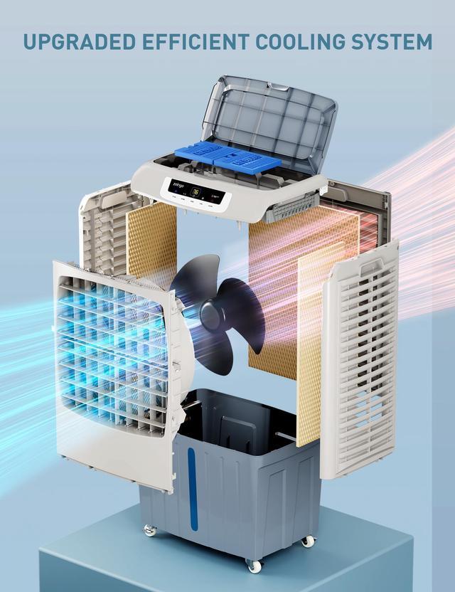 Alt view image 4 of 7 - Zelngo ZG-17DN Evaporative Air Cooler & Fan Combo - 40L Tank, 100° Wide Oscillation, Remote Control, Energy-Saving 145W Motor - Ideal for Bedroom, Living Room, and Business Spaces | AC Replacement