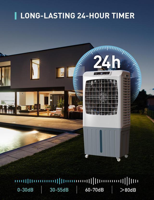 Alt view image 6 of 7 - Zelngo ZG-17DN Evaporative Air Cooler & Fan Combo - 40L Tank, 100° Wide Oscillation, Remote Control, Energy-Saving 145W Motor - Ideal for Bedroom, Living Room, and Business Spaces | AC Replacement