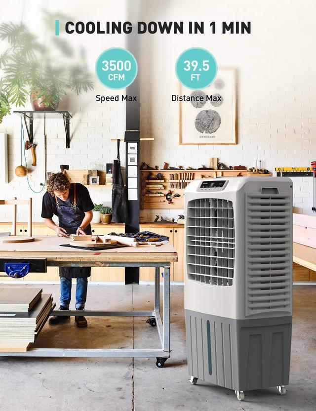 Alt view image 7 of 7 - Zelngo ZG-17DN Evaporative Air Cooler & Fan Combo - 40L Tank, 100° Wide Oscillation, Remote Control, Energy-Saving 145W Motor - Ideal for Bedroom, Living Room, and Business Spaces | AC Replacement