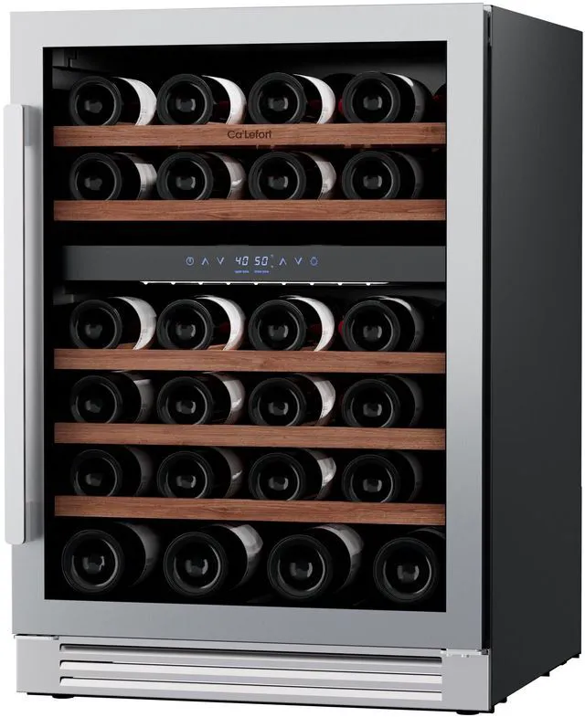 Alt view image 3 of 3 - Ca'lefort 24 Inch Wine Fridge&Cooler Dual Zone 40°F-65°F Hold 46 Bottles,Freestanding or Built-in,5.65 Cu.ft For Home/Bar/Kitchen