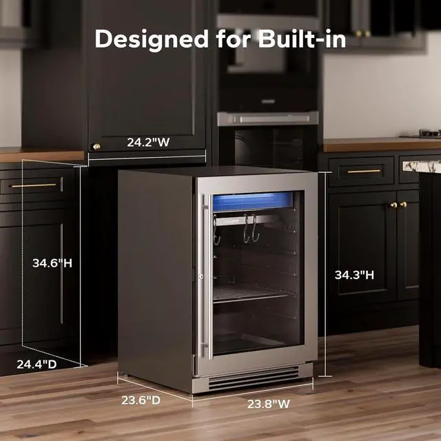 Alt view image 3 of 7 - Ca'Lefort Dry Age Fridge for Steaks, Dry Aging Fridge for Meat, Ribeye, Lamb & Ham, Holds 209 LBS, Built in/Freestanding Dry Ager Refrigerator Dual-Layer LOW-E Glass for Kitchen/Restaurant Beef Aging