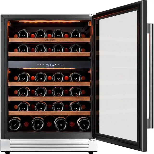 Main image of Ca'Lefort 24 Inch 52 Bottle Wine Fridge & Cooler, 40-65°F Dual Zone Wine Refrigerator with 2-Layer Glass Door, Adjustable Shelves, 3 LED Lights, Built in/Freestanding for Home/Bar/Kitchen, 5.65 Cu.ft
