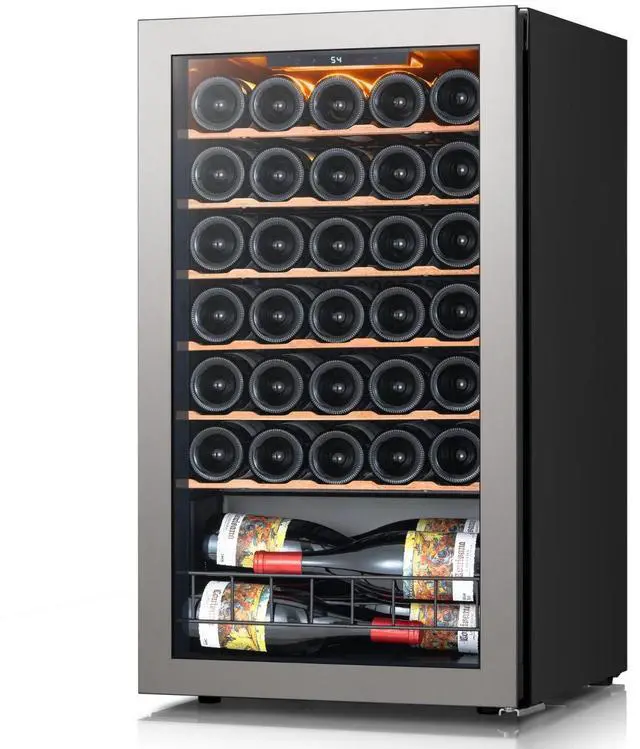 Main image of Ca'Lefort 34 Bottle Wine Refrigerator Cooler, Mini Fridge with Double-Pane Glass Door, Adjustable Shelves, 3-Color LED Lighting, 37-65°F Freestanding /Under Counter for Home Bar Office, 3.35 Cu.ft