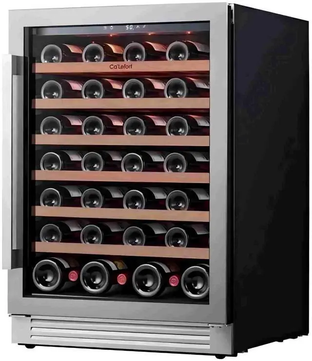 Main image of Ca'Lefort 24 Inch Wine Fridge, 61 Bottle Wine Cooler Refrigerator, Double-Pane Glass Door, Adjustable Shelves, 3 LED Lights, 40-65°F Digital Touch Control, Built-in/Freestanding for Home Bar Office