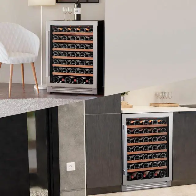 Alt view image 7 of 7 - Ca'Lefort Wine Fridge - 24 Inch 61 Bottle Wine Cooler Refrigerator, Glass Door, Adjustable Shelves, 40-65°F Digital Temperature Control, 3 LED Lights, Built-in/Freestanding for Home Bar (5.65 Cu.ft)