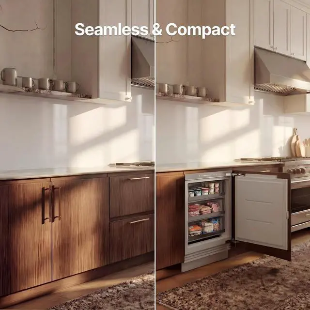 Alt view image 7 of 7 - Ca'Lefort 24 Inch Column Panel Ready Refrigerator, 3.75 Cu.ft All-Freezer, -11°F-7°F Touch Control, Powerful Compressor, Reversible Door, Built In or Under Counter for Home Kitchen(Panel Not Included)