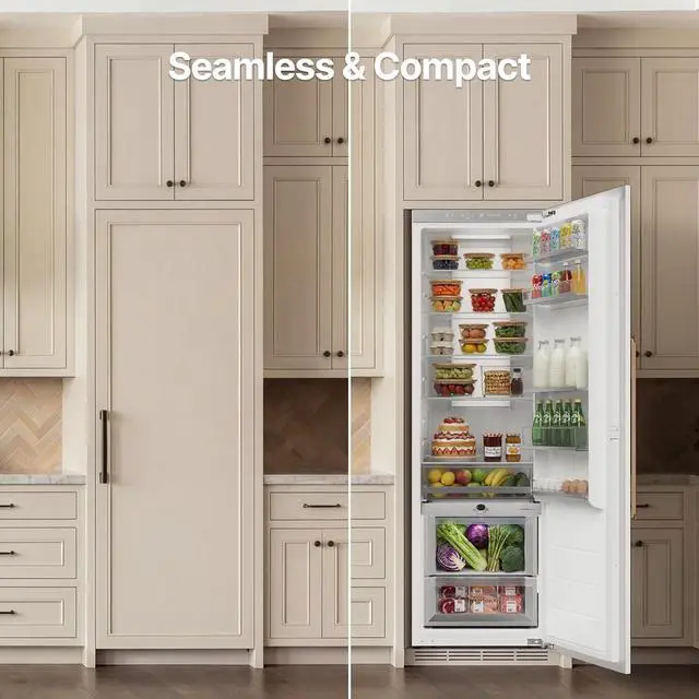 Alt view image 6 of 7 - Ca'Lefort 22 Inch Panel Ready All-Fresh Refrigerator, 10.9 Cu.ft Built-In Fridge, 36-46°F Dual Zone Temperature Control, Frost Free, Energy Saving, Reversible Door for Home Kitchen(Panel Not Included)
