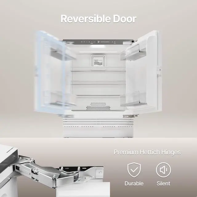 Alt view image 6 of 7 - Ca'Lefort 24 Inch Panel Ready Refrigerator, 4.77 Cu.ft All-Fresh Fridge, 36-46°F Temperature Control, Energy Saving, Reversible Door, Built-In or Under Counter for Home Kitchen(Panel Not Included)