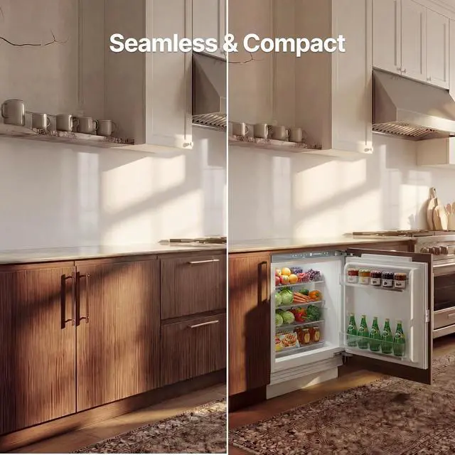 Alt view image 7 of 7 - Ca'Lefort 24 Inch Panel Ready Refrigerator, 4.77 Cu.ft All-Fresh Fridge, 36-46°F Temperature Control, Energy Saving, Reversible Door, Built-In or Under Counter for Home Kitchen(Panel Not Included)