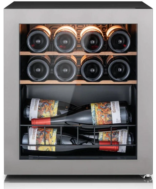 Main image of Ca'Lefort 12 Bottle Wine Cooler Refrigerator, 1.63 cu.ft Mini Wine Fridge with Double-Pane Glass Door, 3 Color LED Lights, Adjustable Shelves, 37-65°F Freestanding/Under-counter for Home Bar Office