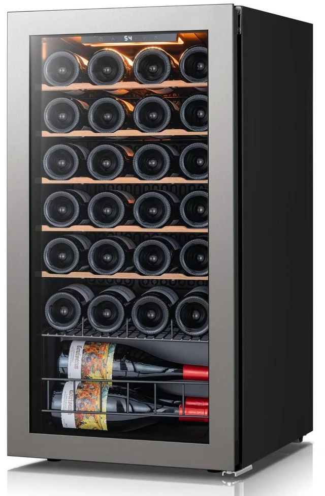 Main image of Ca'Lefort 28 Bottle Wine Fridge, Wine Refrigerator Cooler with Double-Pane Glass Door, Adjustable Shelves, 37-65°F Digital Temperature Control, Freestanding/Countertop for Home Bar Office, 3.11 Cu.ft