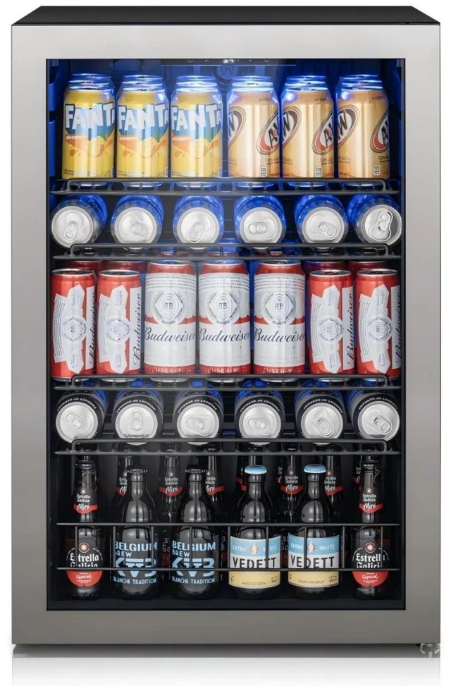 Main image of Ca'Lefort 155 Can Beverage Refrigerator Cooler, 4.59 Cu.ft Mini Drinks Fridge for Soda Beer Wine, Double-Pane Glass Door, 3-Color LED Lights, 34-54°F Freestanding or Under Counter for Home Bar Office