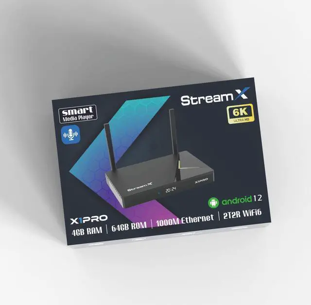 Alt view image 5 of 7 - Superbox StreamX Portable Smart TV Box with Android 12.0, Voice Command, 6K HD, Dual Band Wi-Fi, and Bluetooth Remote HDMI Cable, Voice Remote, 4GB RAM, 64GB Storage