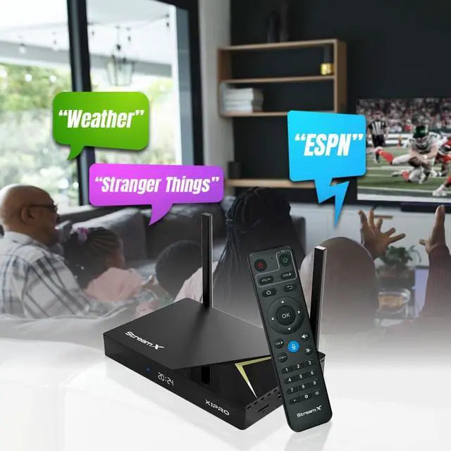 Alt view image 4 of 7 - Superbox StreamX Portable Smart TV Box with Android 12.0, Voice Command, 6K HD, Dual Band Wi-Fi, and Bluetooth Remote HDMI Cable, Voice Remote, 4GB RAM, 64GB Storage