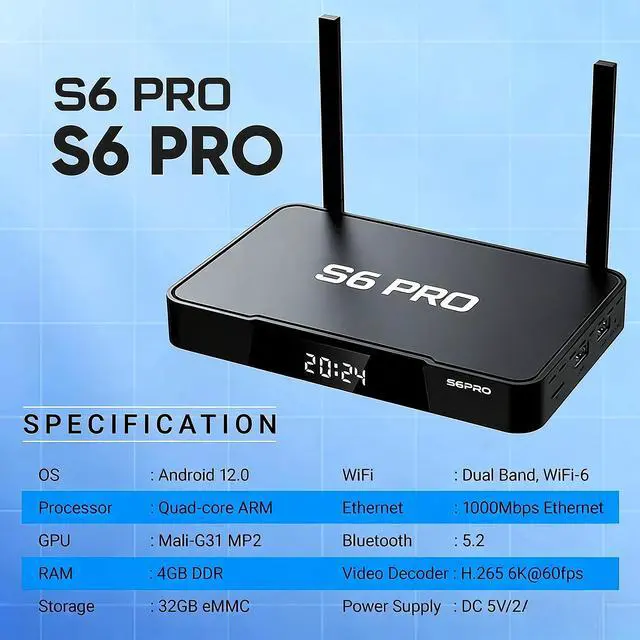 Alt view image 5 of 6 - S6 PRO Wireless Set Top Box Streaming Media Player USB 3.0 and 2.0 port High Power AC2600 Wi-Fi7 Router with MU-MIMO