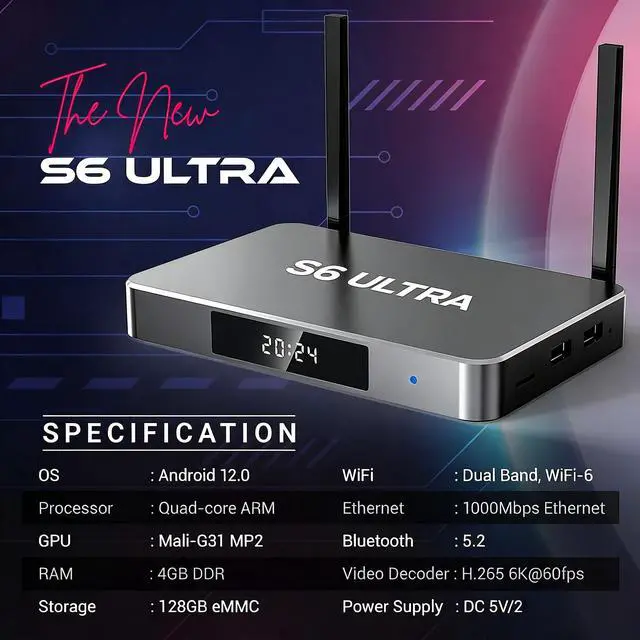 Alt view image 7 of 7 - S6 ULTRA Wireless Set Top Box Streaming Media Player USB 3.0 and 2.0 port High Power AC2600 Wi-Fi7 Router with MU-MIMO