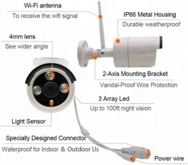 Alt view image 2 of 7 - inLifeCam  8Channel Tuya Smart APP Outdoor Bullet Wireless NVR Security Surveillance System WIFI IP Kit with 7"inch Monitor