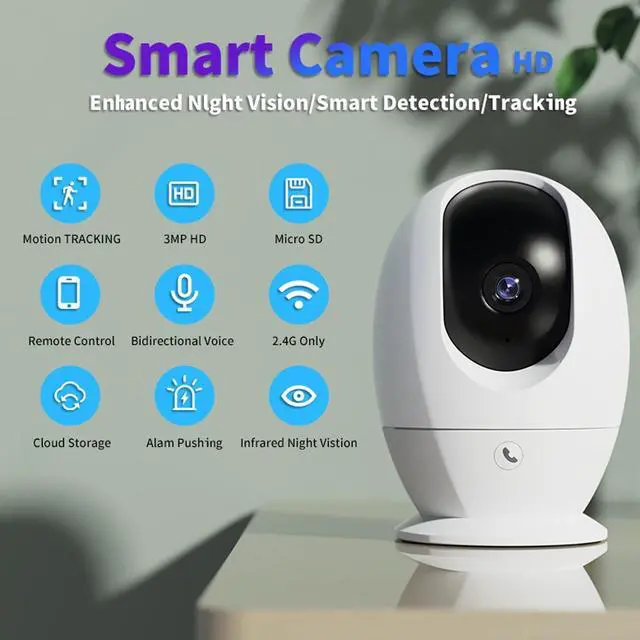 Alt view image 7 of 7 - inLifeCam  Tuya Smart APP 3.0MP Indoor WIFI PTZ Camera One Key Calling Pan Tilt Smart IP Camera