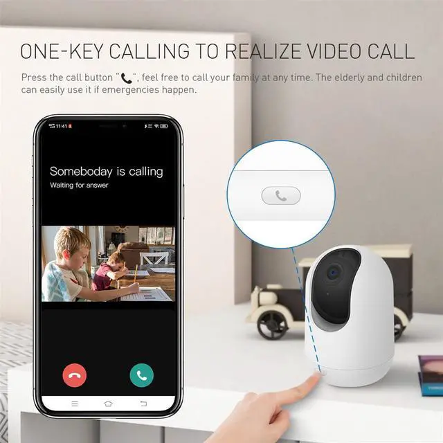 Alt view image 7 of 7 - inLifeCam Tuya Smart APP 3.0MP Indoor Mini Smart Pan Tilt PTZ  WIFI IP Camera One Key Calling