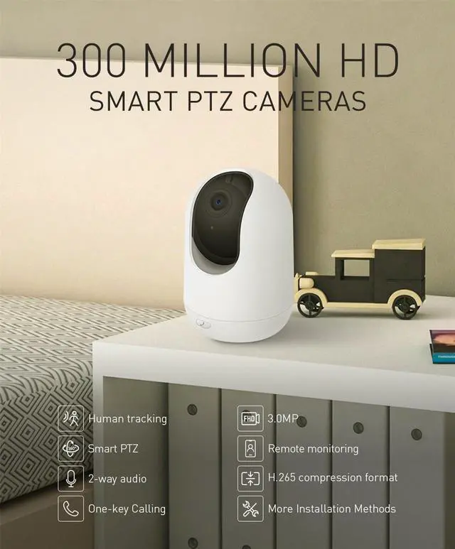Alt view image 2 of 7 - inLifeCam Tuya Smart APP 3.0MP Indoor Mini Smart Pan Tilt PTZ  WIFI IP Camera One Key Calling