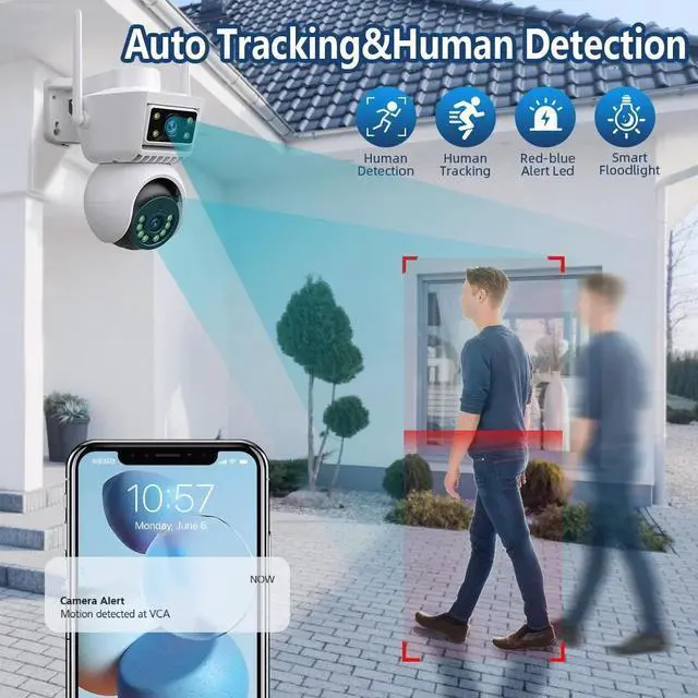 Alt view image 6 of 7 - inLifeCam 3.0MP+3.0MP Tuya Smart APP Outdoor WIFI Pan Tilt PTZ IP Camera True Full Color Security Camera