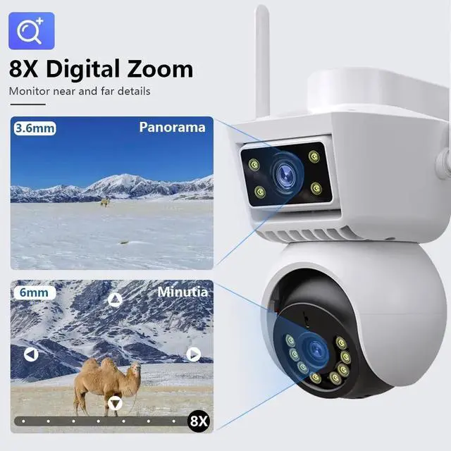 Alt view image 4 of 7 - inLifeCam 3.0MP+3.0MP Tuya Smart APP Outdoor WIFI Pan Tilt PTZ IP Camera True Full Color Security Camera